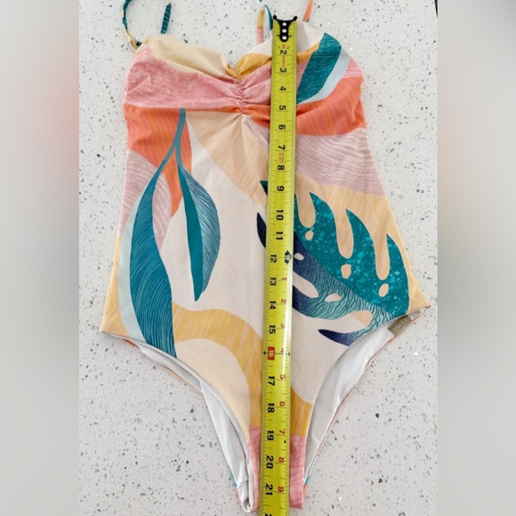 Imsy Caroline One Piece Cabana Swimsuit Small Tropical Leaf Print Multicolor - Picture 5 of 7